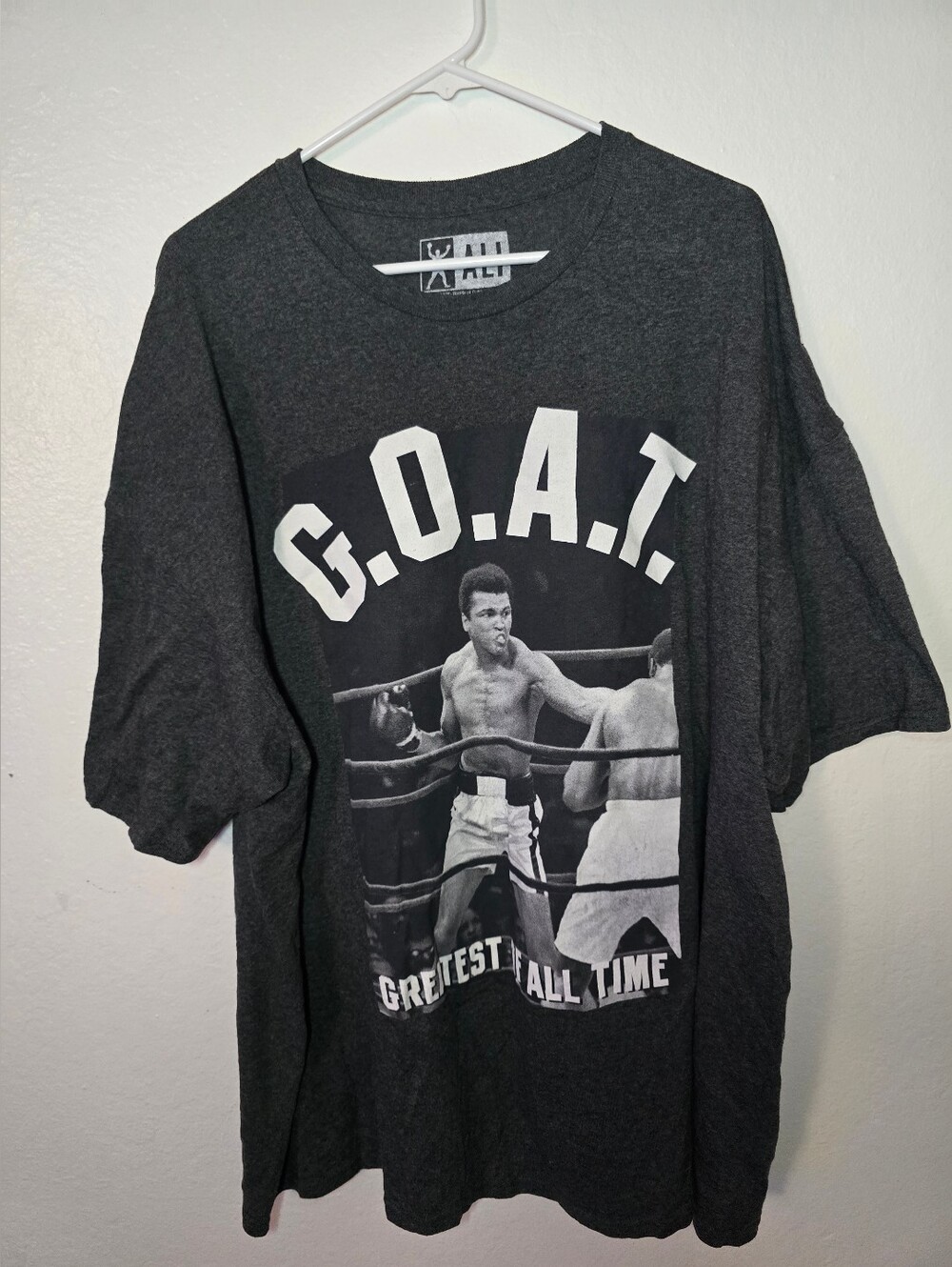 Muhammad Ali G.O.A.T. Greatest of All Time Graphic T-Shirt Gray [5xl]